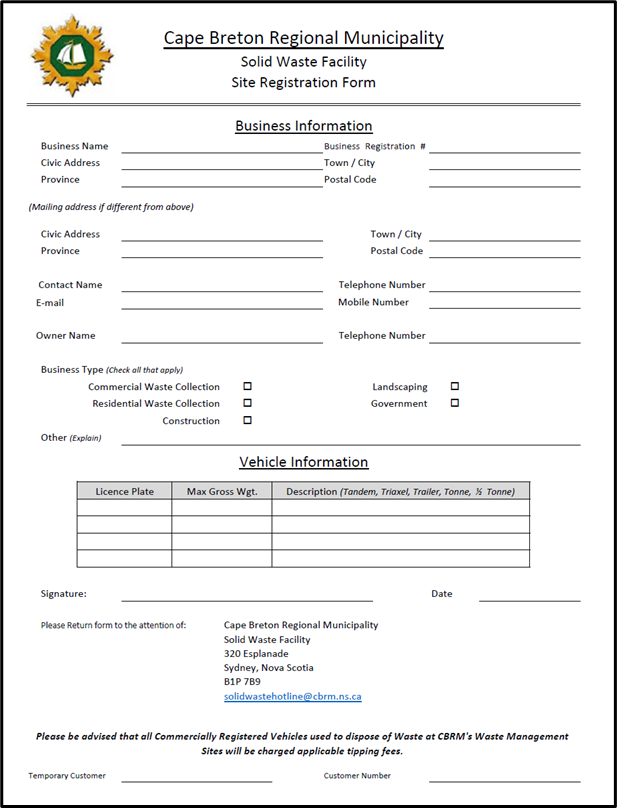 Registration Form on website for public